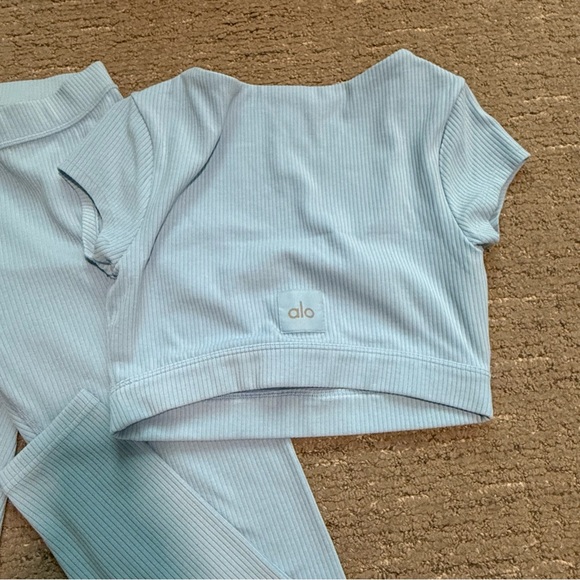 ALO Light Blue Ribbed Two-Piece Set - Picture 4 of 4